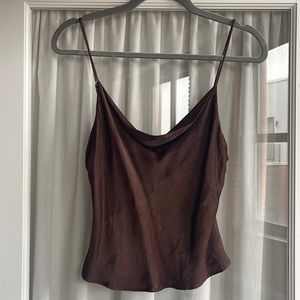 Zara medium brown cowl neck tan